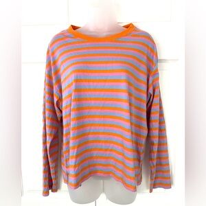 Monki oversize long sleeve top shirt multi color stripe pink orange size Medium